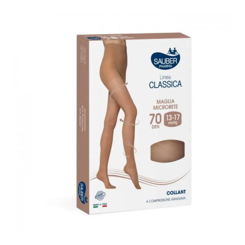 Sauber Pharma - Linea Classica - Collant Maglia Microrete 70 Den (13-17 mmHg) - Taglia 3 Chiaro