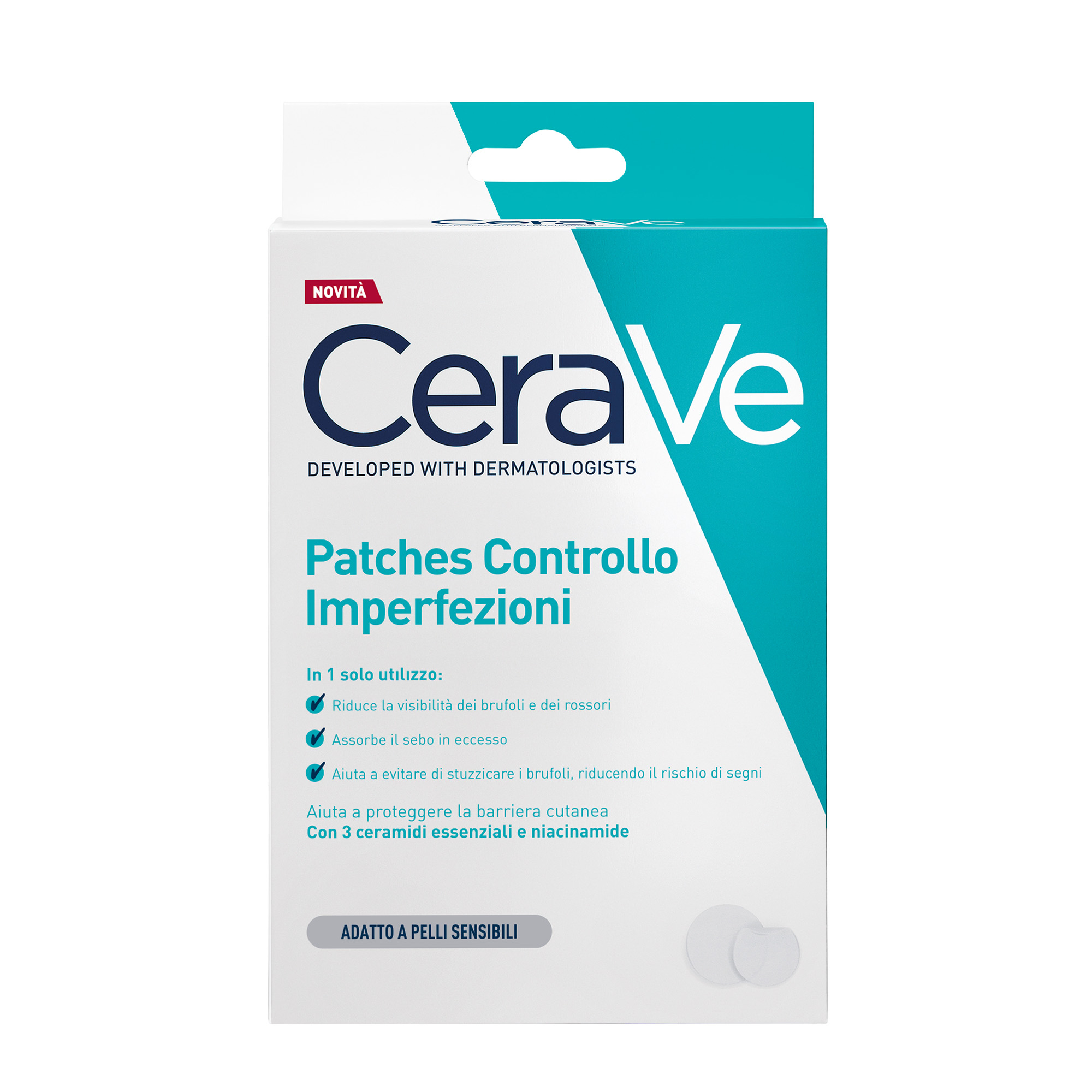 CeraVe Patches Idrocolloidali Anti Brufoli, Per Pelli a Tendenza Acneica, Trasparenti e Invisibili sulla Pelle, Non lascia segni, Con Niacinamide e 3 Ceramidi Essenziali, 22 Pezzi