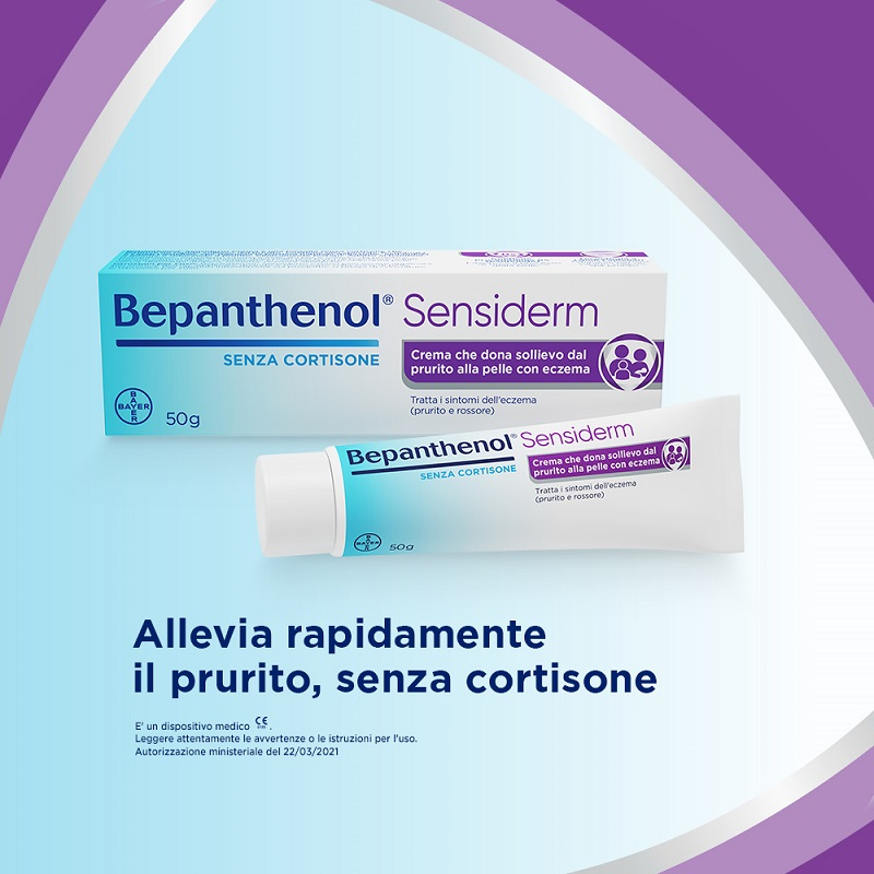 Bepanthenol Sensiderm Crema, per Pelle secca o irritata, Dermatite, Eczema, Reazioni allergiche, con Pantenolo, Senza Cortisone, Allevia Prurito e Arrossamento, Tubo da 50g Bepanthenol Sensiderm Crema, per Pelle secca o irritata, Dermatite, Eczema, Reazioni allergiche, con Pantenolo, Senza Cortisone, Allevia Prurito e Arrossamento, Tubo da 50g