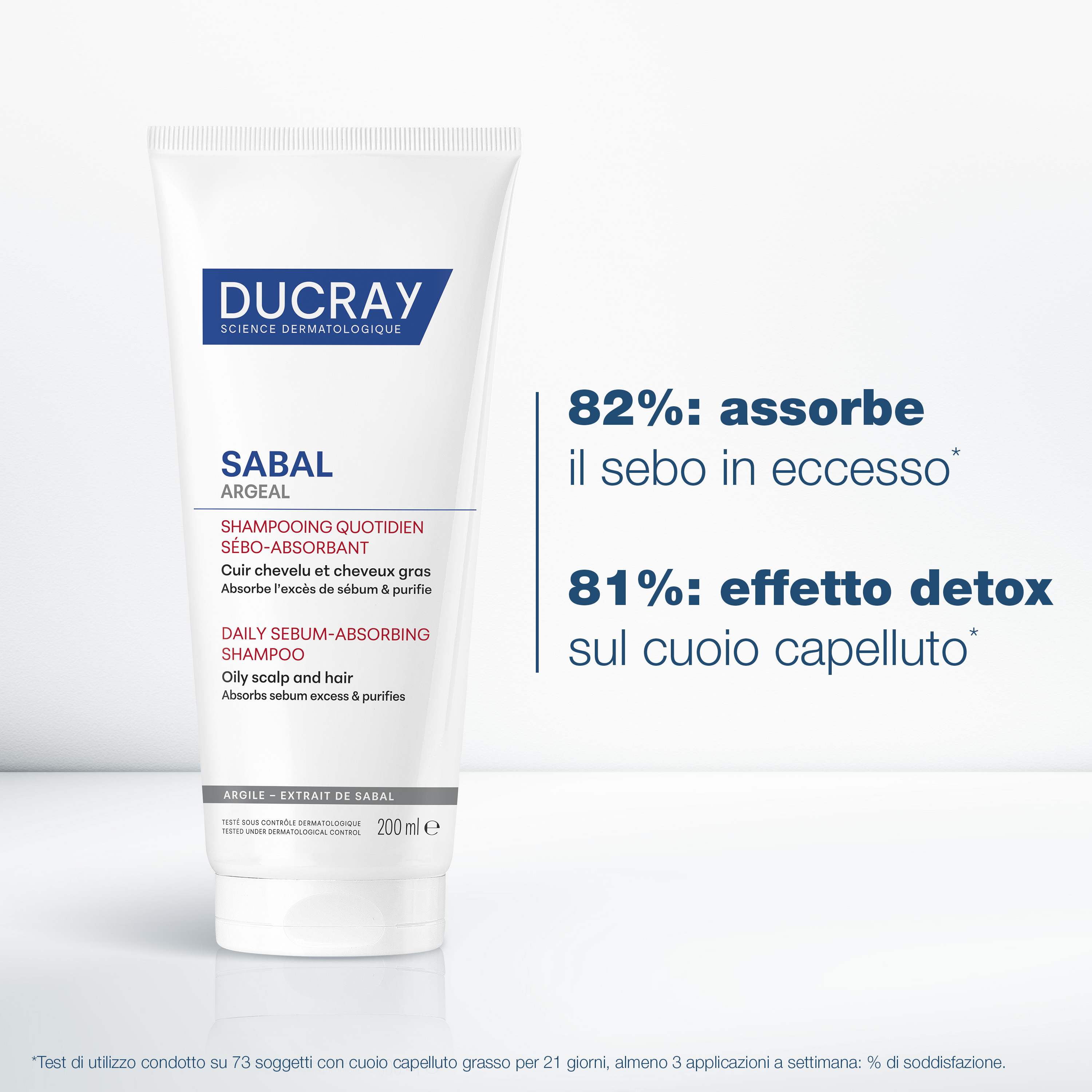 Ducray Sabal Argeal  Shampoo sebo-assorbente, detergente uso quotidiano 200ml