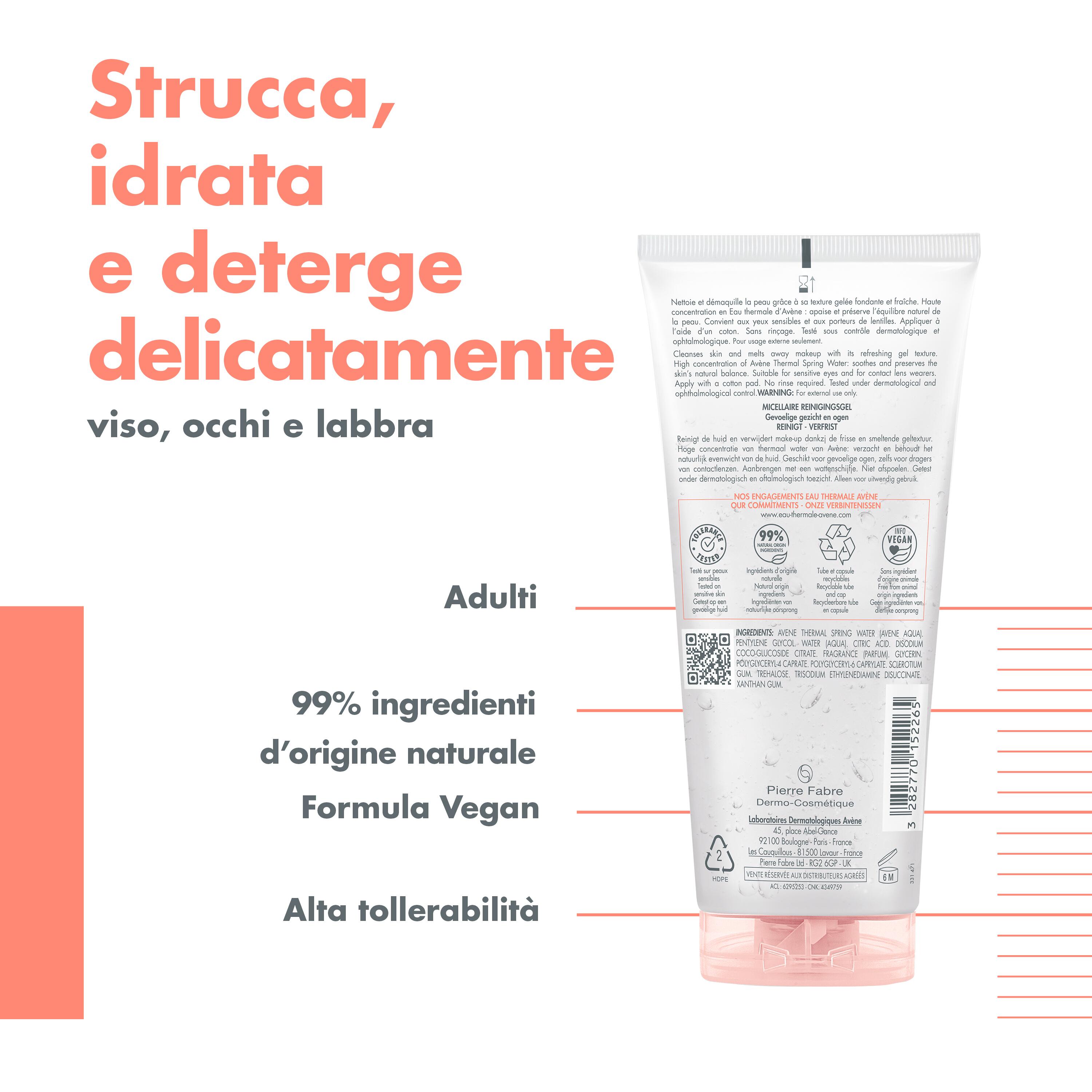 Avène Les Essentiels - Gel Micellare Struccante Viso, Occhi E Labbra 200 ml