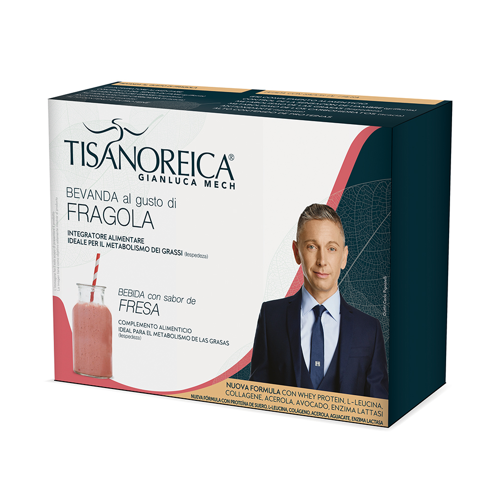 Tisanoreica Bevanda Gusto Fragola senza Glutine 4 Preparati da 27.5g  Tisanoreica Bevanda Gusto Fragola senza Glutine 4 Preparati da 27.5g
