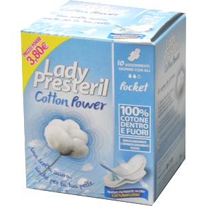 Lady Presteril Cotton Assorbenti Giorno Con Ali in Cotone