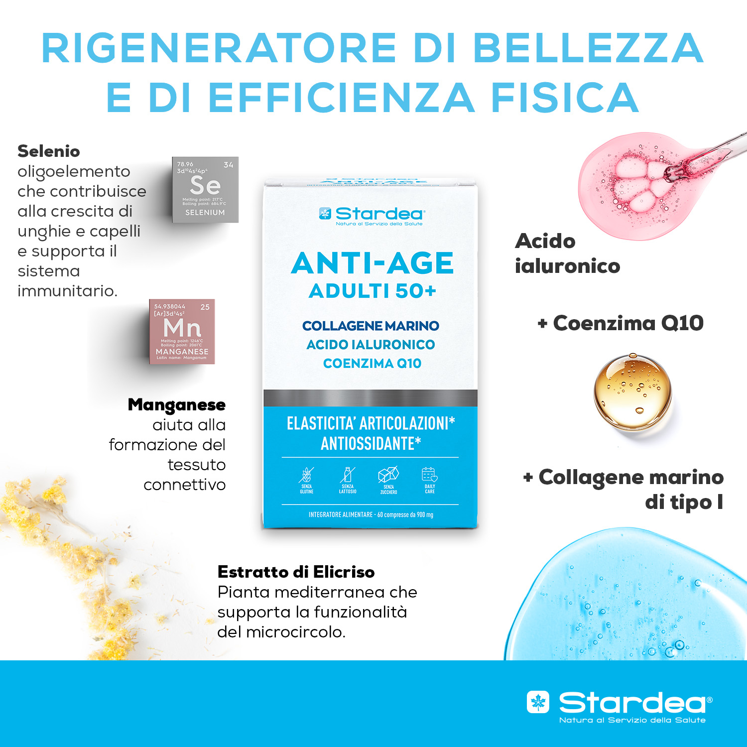 STARDEA ANTI-AGE Compresse - INTEGRATORE ALIMENTARE COLLAGENE MARINO COENZIMA Q10 ACIDO IALURONICO STARDEA ANTI-AGE Compresse - INTEGRATORE ALIMENTARE COLLAGENE MARINO COENZIMA Q10 ACIDO IALURONICO