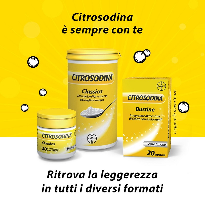 Citrosodina, Integratore di Calcio,  Digestivo per ritrovare la leggerezza dopo i pasti, Senza Zucchero, Gusto Limone, 20 Bustine Effervescenti Citrosodina, Integratore di Calcio,  Digestivo per ritrovare la leggerezza dopo i pasti, Senza Zucchero, Gusto Limone, 20 Bustine Effervescenti