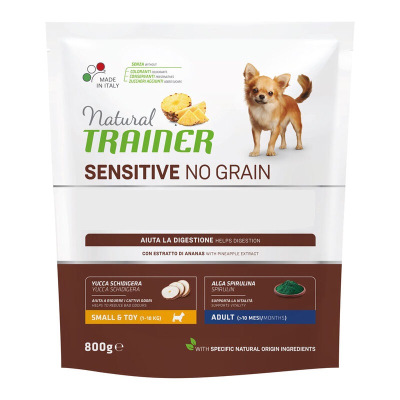 TRAINER NATURAL CANE SENSITIVE NO GRAIN SMALL/TOY ADULT MAIALE PATATE 800GR