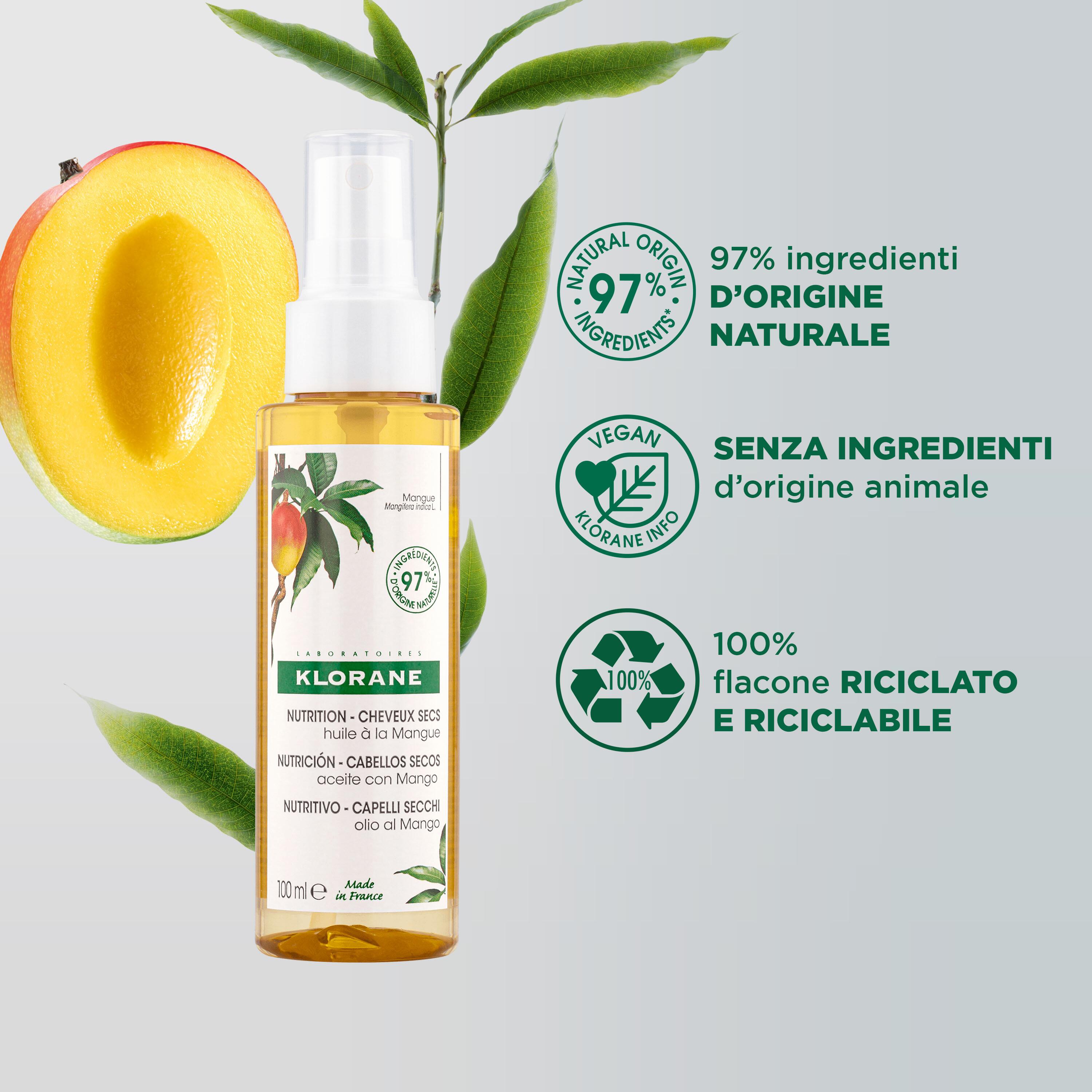 Klorane - Olio Nutritivo Al Mango Per Capelli Secchi 100 ml