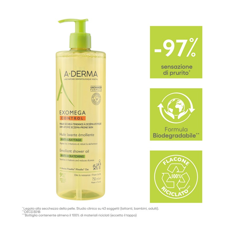 A-DERMA EXOMEGA CONTROL OLIO LAVANTE EMOLLIENTE ANTI-GRATTAGE 750 ml A-DERMA EXOMEGA CONTROL OLIO LAVANTE EMOLLIENTE ANTI-GRATTAGE 750 ml