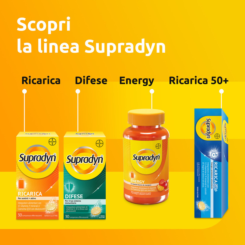 Supradyn Magnesio e Potassio, Edizione Limitata, Integratore completo  con Vitamine B, Vitamina C e Minerali, in caso di Caldo, Afa e Sport, Gusto Arancia, 24 + 24 Bustine