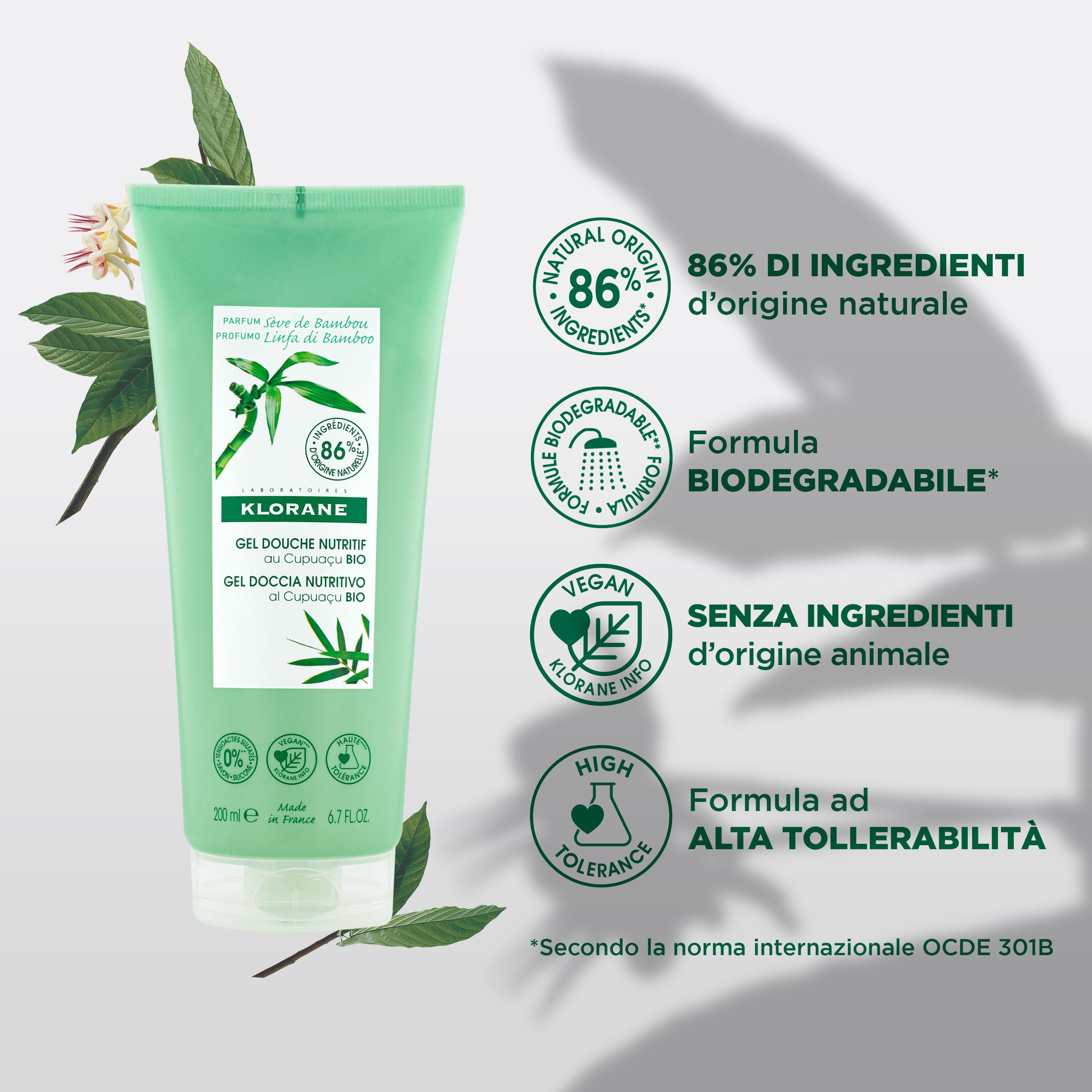 Klorane - Gel Doccia Nutritivo Al Profumo Linfa Di Bambù Per Tutti I Tipi Di Pelle 200 ml