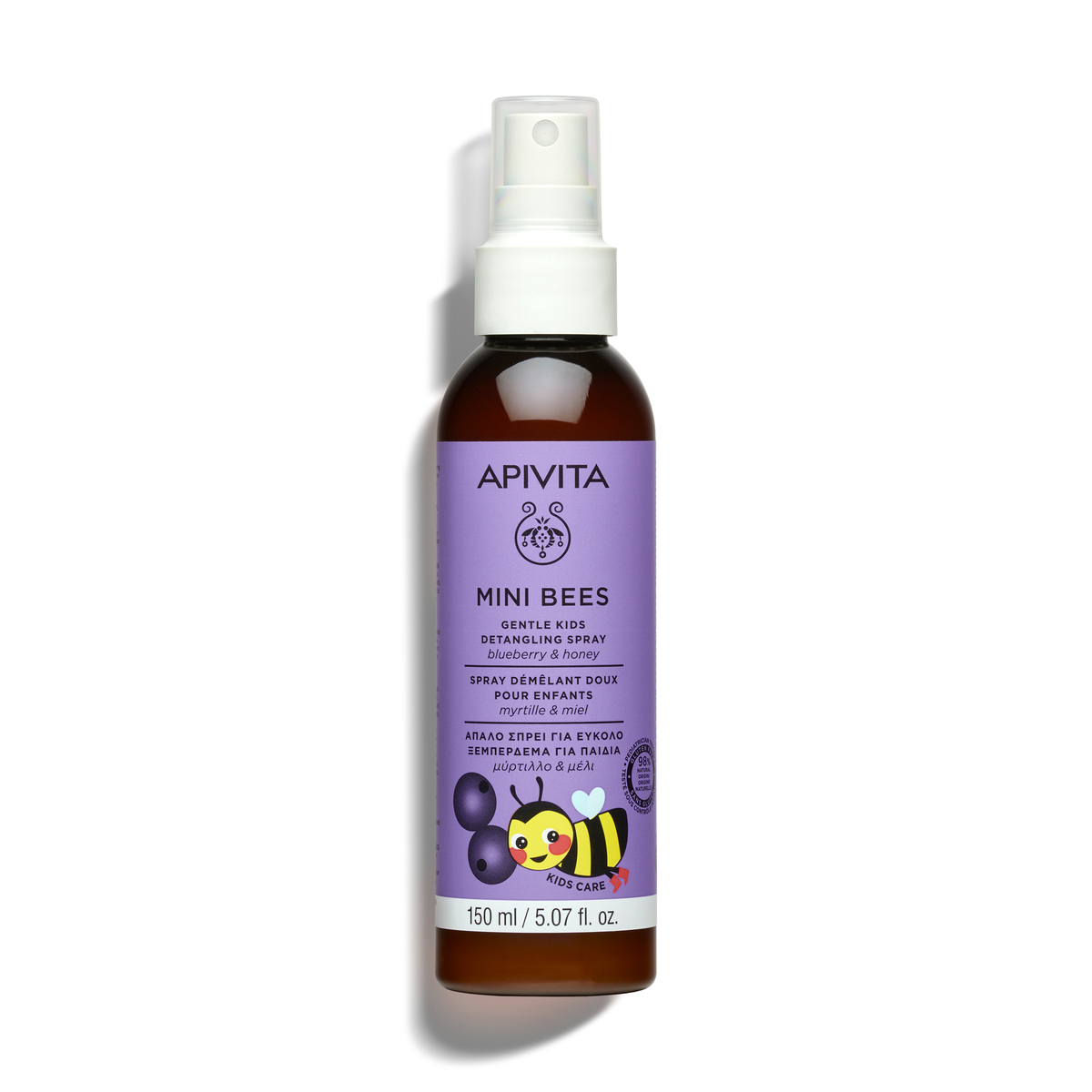 Apivita Mini Bees - Spray Districante Delicato Capelli Per Bambini Con Mirtillo E Miele 150 ml