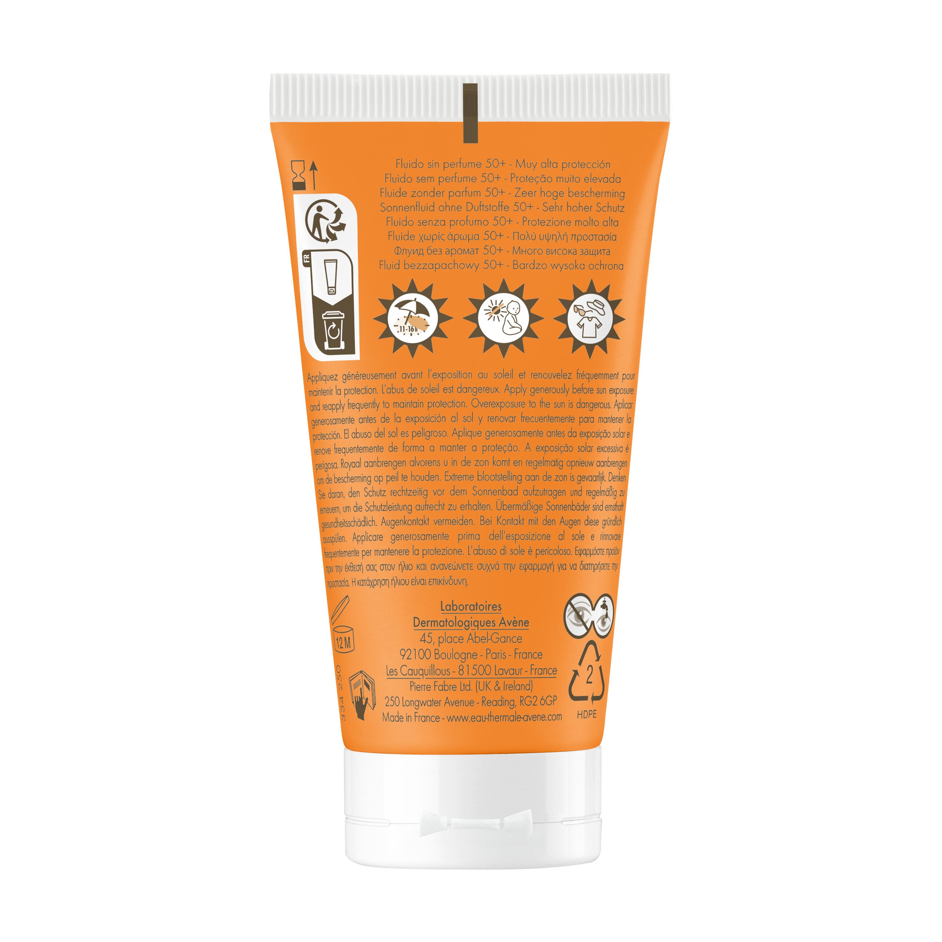 Avène Eau Thermale - Fluido Senza Profumo SPF50+ Protezione Molto Alta Viso 50 ml