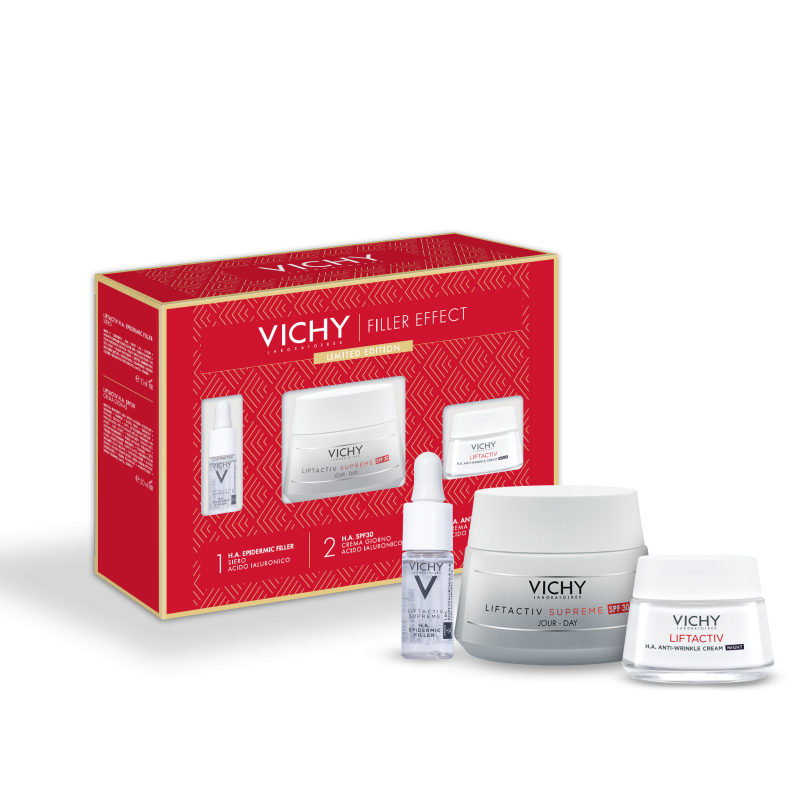 Vichy Cofanetto Regalo Natale Liftactiv H.A. Epidermic Filler Siero 10 ml + Liftactiv H.A. Spf30 Crema Giorno 50 ml + Liftactiv H.A. Crema Notte 15 ml Vichy Cofanetto Regalo Natale Liftactiv H.A. Epidermic Filler Siero 10 ml + Liftactiv H.A. Spf30 Crema Giorno 50 ml + Liftactiv H.A. Crema Notte 15 ml