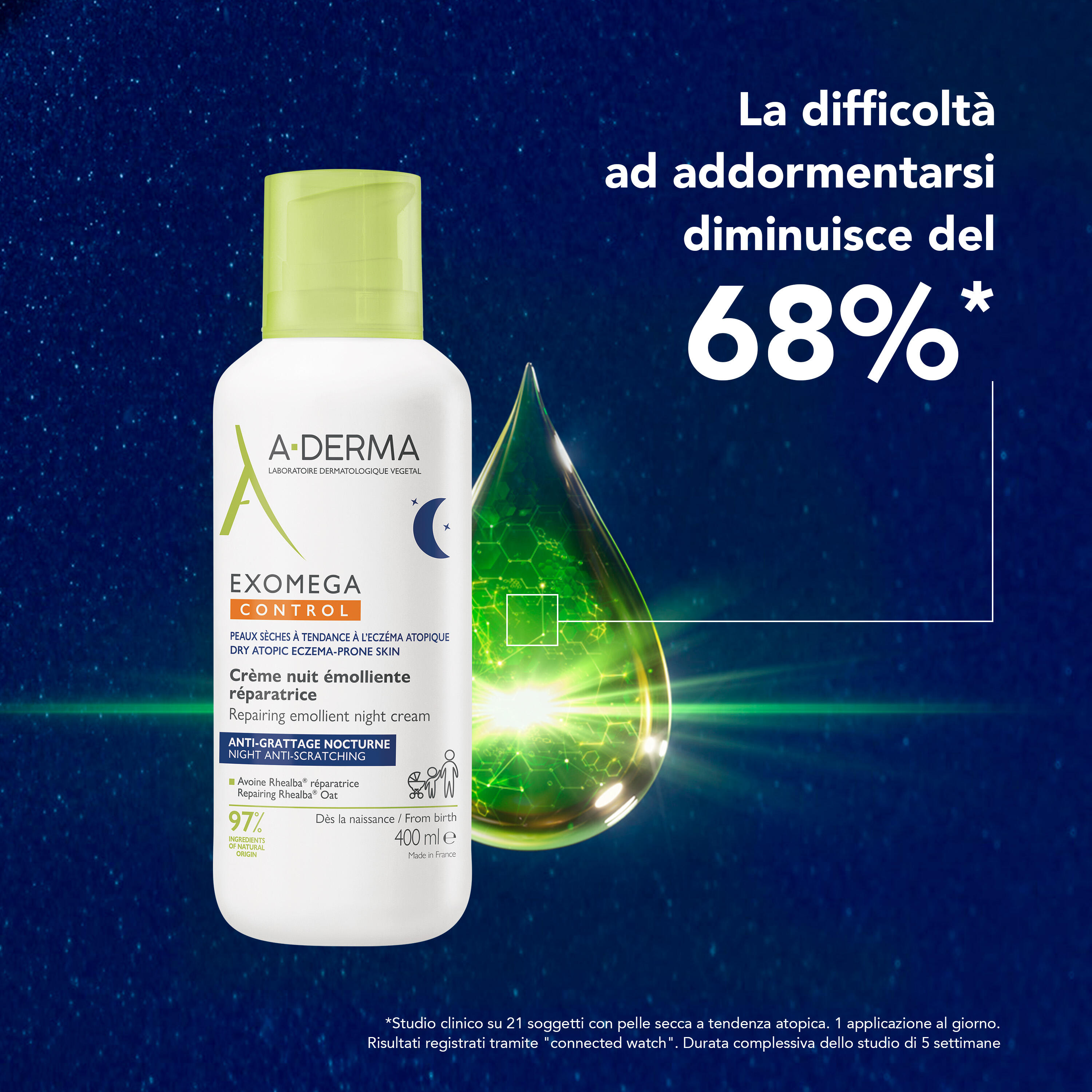 A-Derma Exomega Control - Crema Notte Emolliente Ristrutturante 400 ml