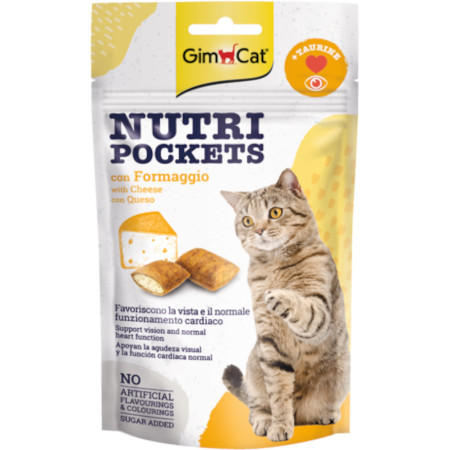 GIMBORN GIMCAT GATTO SNACK NUTRI POCKETS FORMAGGIO TAURINA 60GR