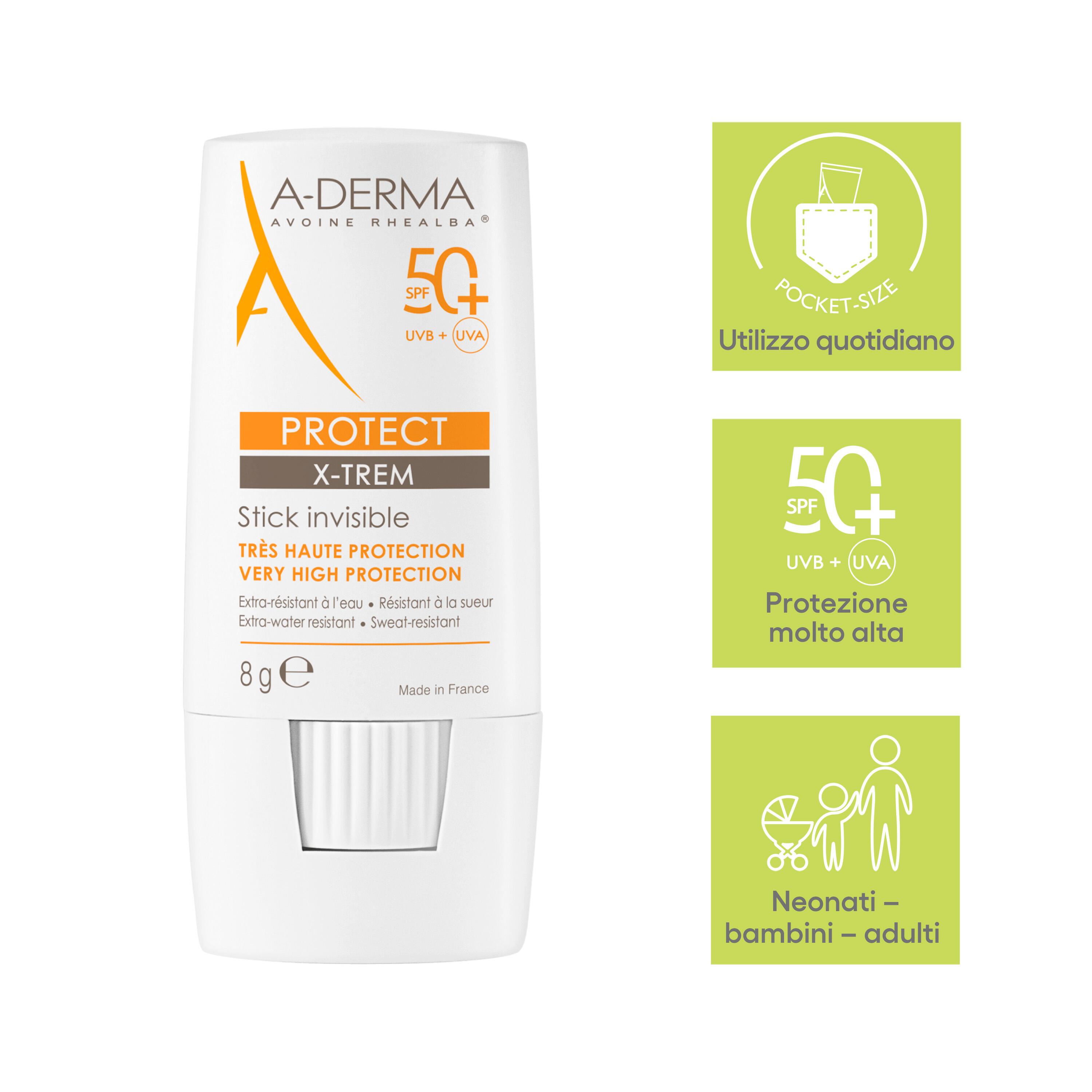 A-Derma X-Trem - Stick Solare Invisibile SPF50+ Viso 8 g