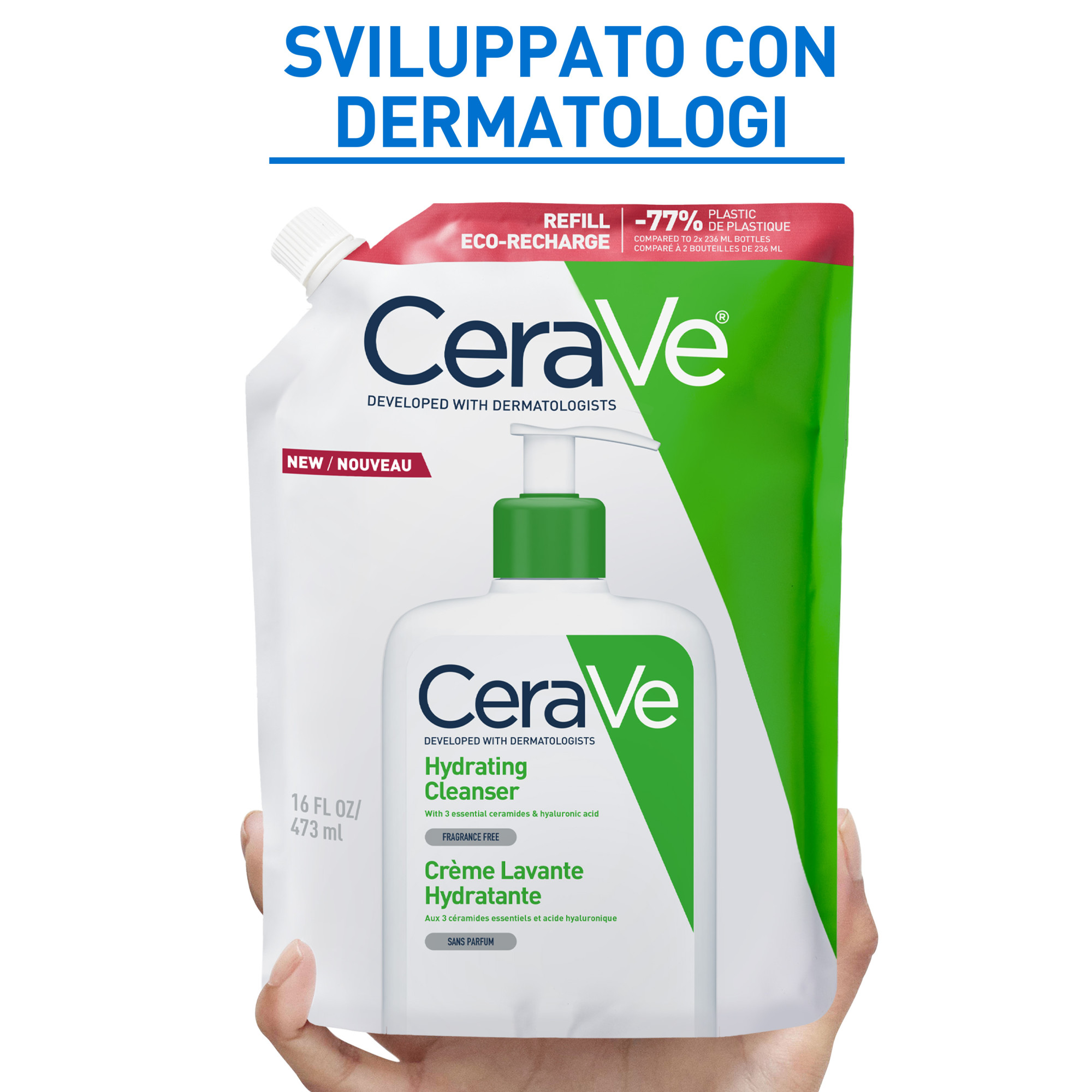 CeraVe Detergente Idratante Viso Pelle da Normale a Secca Refill 473 ml