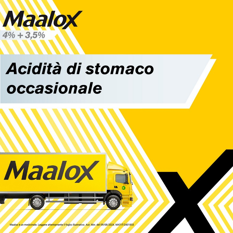 Maalox 400+400 sospensione orale, contro acidità di stomaco occasionale, 250 ml Maalox 400+400 sospensione orale, contro acidità di stomaco occasionale, 250 ml