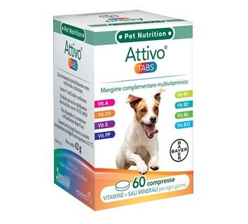 Bayer ATTIVO TABS Integratore Multivitaminico Cani 60 Compresse Bayer ATTIVO TABS Integratore Multivitaminico Cani 60 Compresse