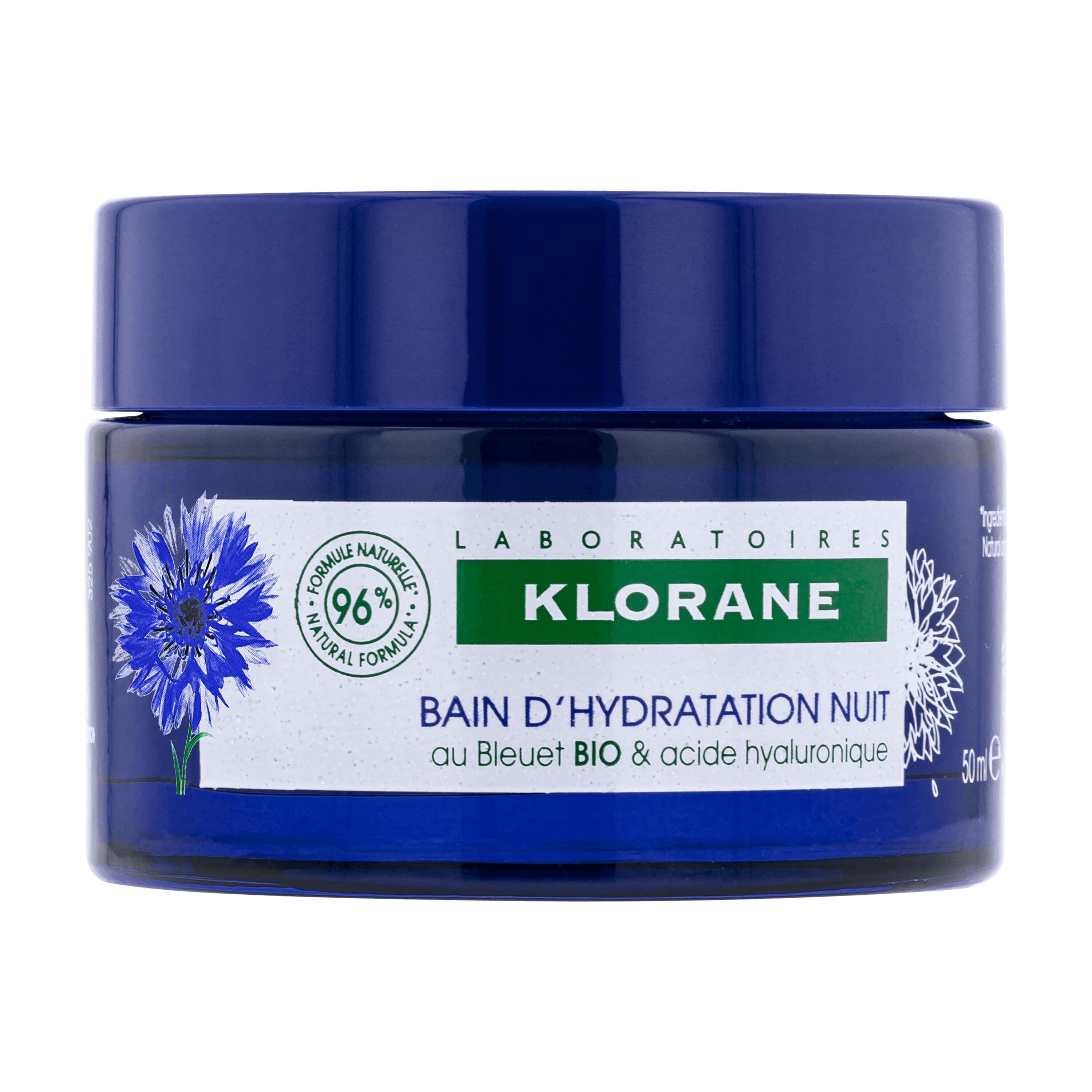 Klorane - Bagno D'Idratazione Notte Al Fiordaliso Bio E Acido ialuronico Viso E Occhi 50 ml