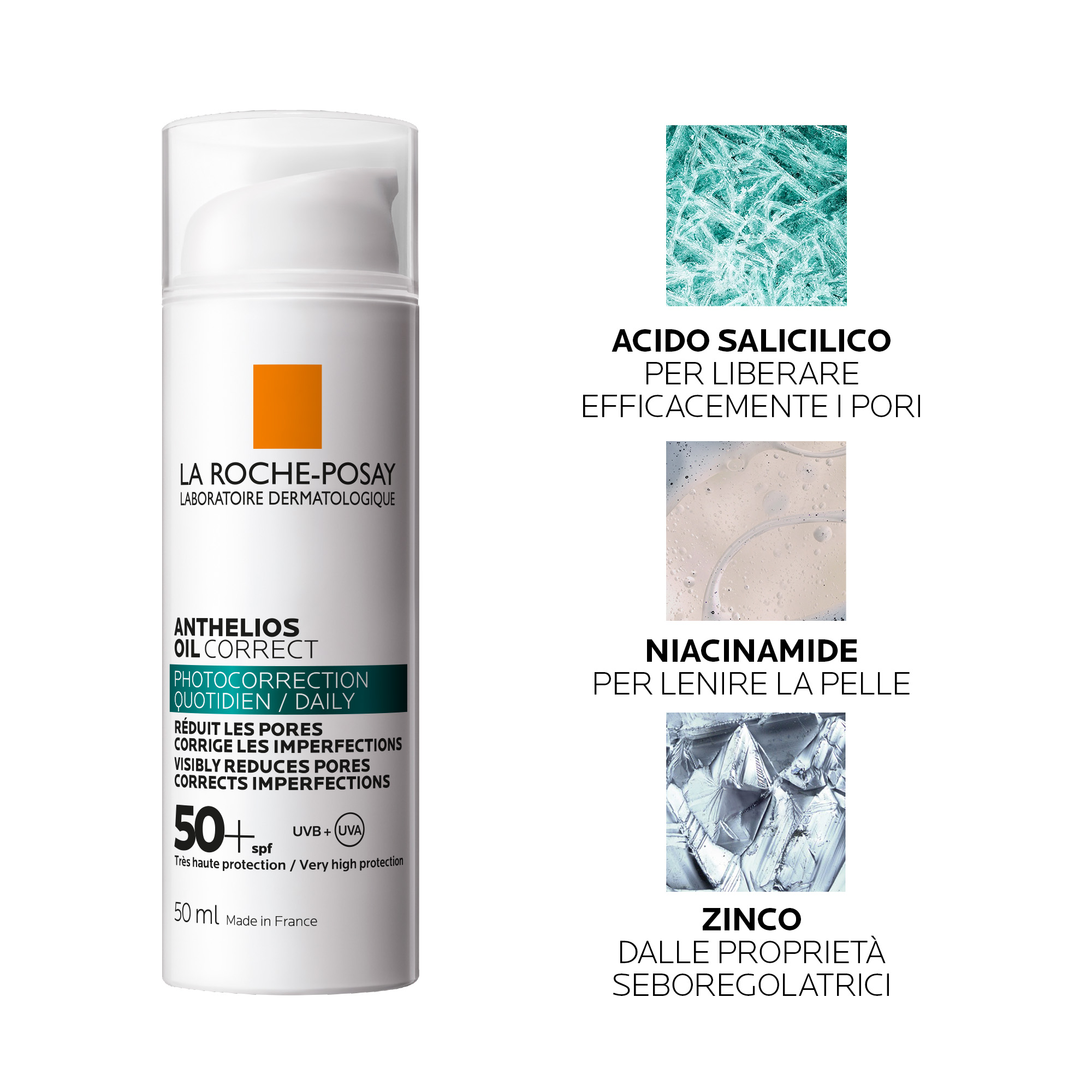 La Roche-Posay Anthelios Oil Correct Crema Solare Trattamento Foto-Correttivo Quotidiano 50+SPF 50 ml