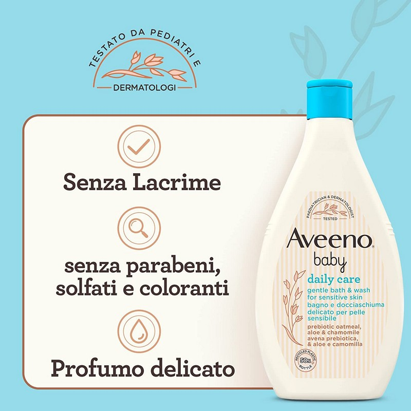 Aveeno Baby FLUID, Bagno e Doccia Schiuma Delicato per Bambini, Daily Care, Formula Delicata, Senza Lacrime, Pelli Sensibili, con Avena Colloidale, Camomilla e Aloe, 400ml Aveeno Baby FLUID, Bagno e Doccia Schiuma Delicato per Bambini, Daily Care, Formula Delicata, Senza Lacrime, Pelli Sensibili, con Avena Colloidale, Camomilla e Aloe, 400ml