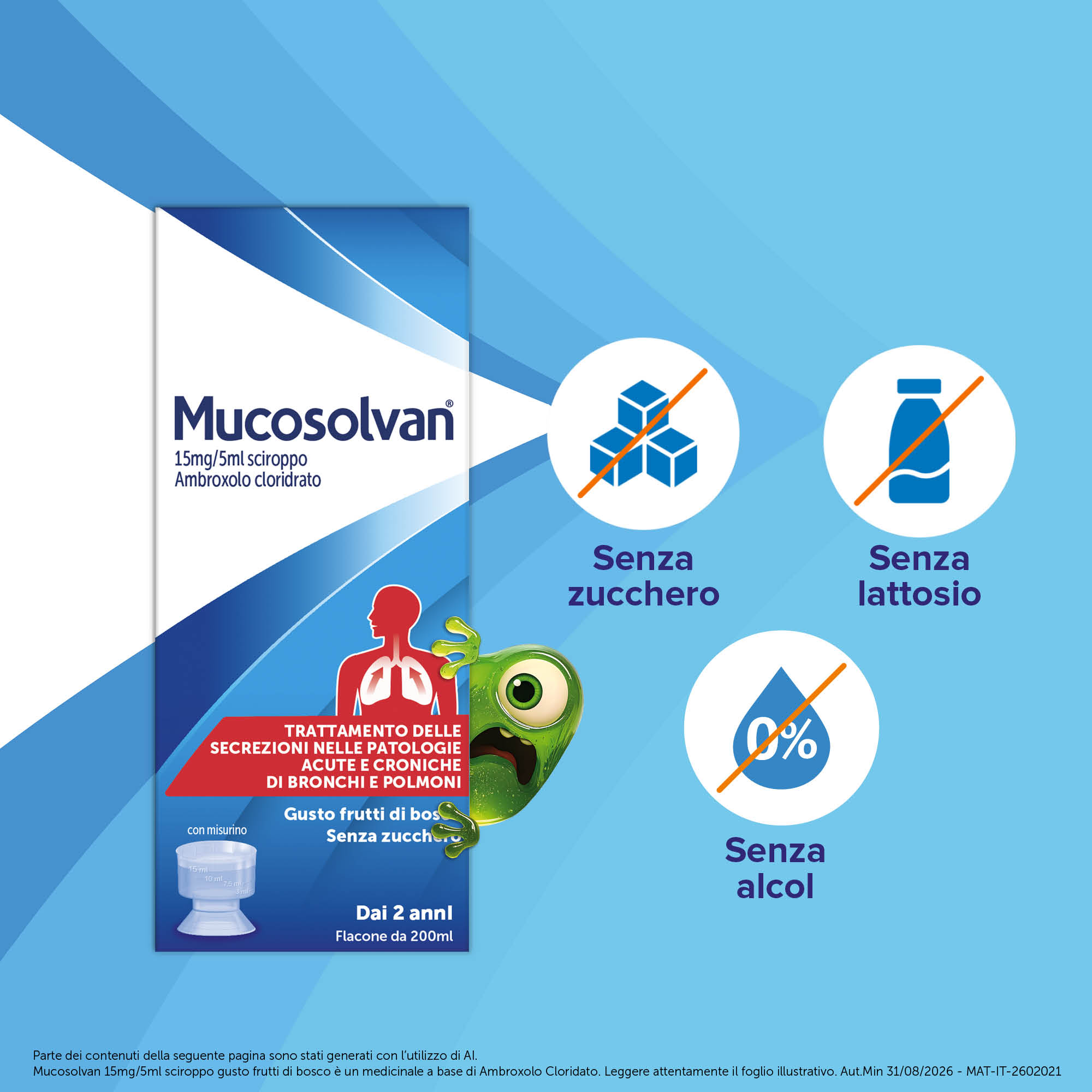 Mucosolvan 15mg/5ml Gusto Frutti Di Bosco - Sciroppo Per Il Trattamento Delle Secrezioni Nelle Patologie Acute E Croniche Di Bronchi E Polmoni 200 ml