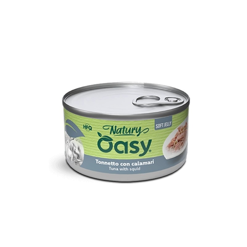 OASY GATTO NATURY SOFT JELLY TONNETTO CON CALAMARI 150GR (lattina)