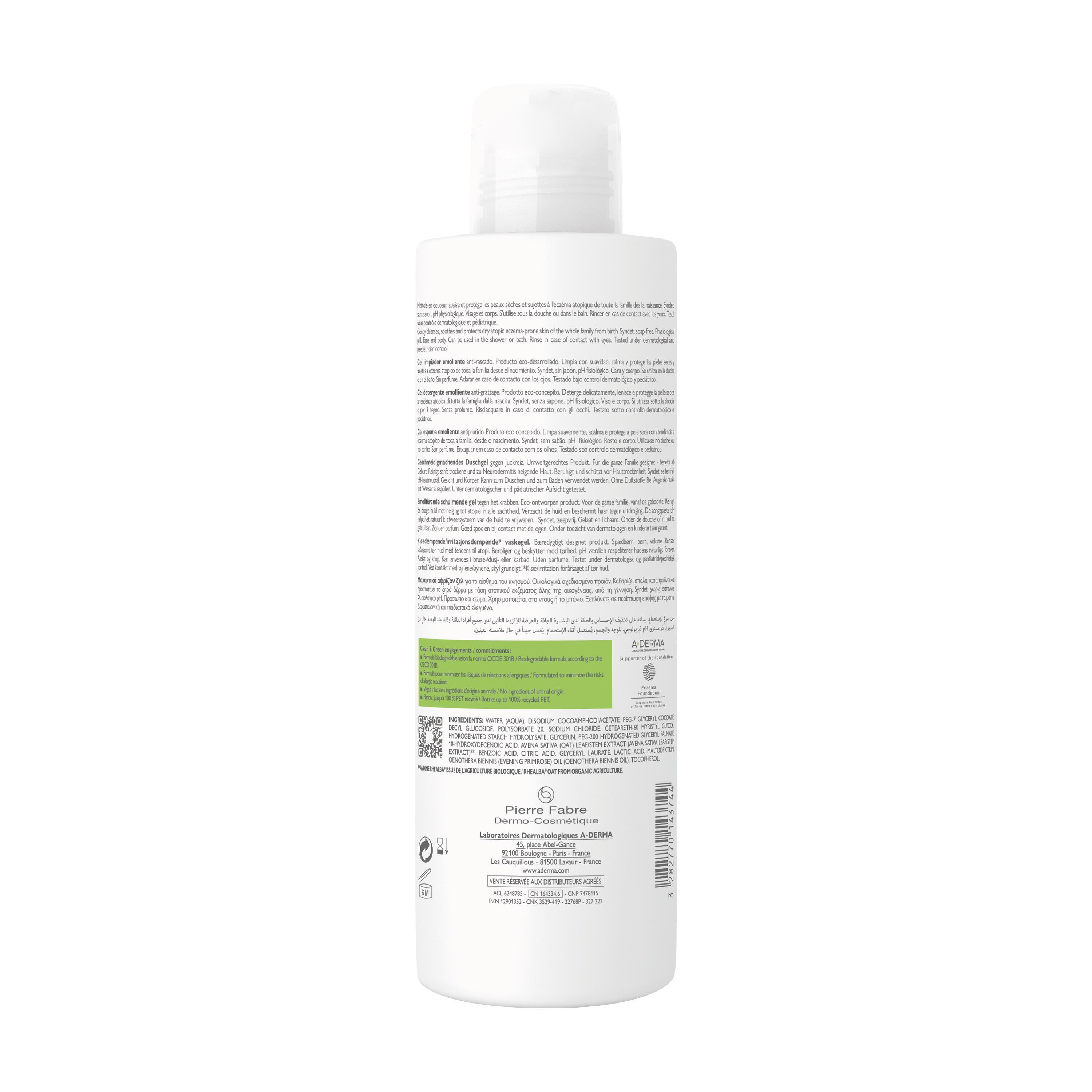 A-Derma Exomega Control - Gel Detergente Emolliente Per Pelle Secca A Tendenza Atopica 500 ml 