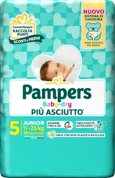 PAMPERS BABY DRY tradizionale 5-JUNIOR (11 - 25KG) 16pz