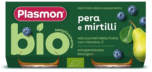 PLASMON Omog.Pera Mirtillo Bio 2x80g