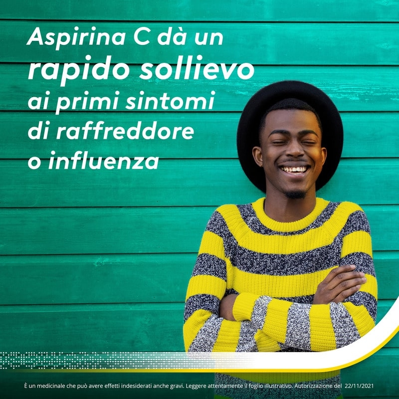 Aspirina C, contro sintomi di Raffreddore, Influenza e Febbre, 400 mg di Acido Acetilsalicilico + 240 mg di Vitamina C, antinfiammatorio e analgesico, 20 Compresse Effervescenti Aspirina C, contro sintomi di Raffreddore, Influenza e Febbre, 400 mg di Acido Acetilsalicilico + 240 mg di Vitamina C, antinfiammatorio e analgesico, 20 Compresse Effervescenti