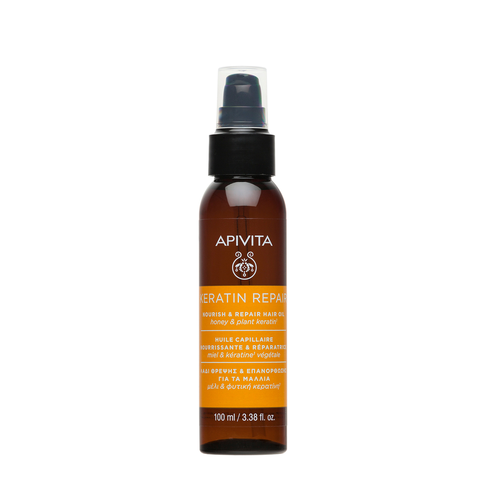 Apivita Keratin Repair - Olio Termoprotettore, Riparatoratore E Anti-Crespo Per Capelli Danneggiati 100 ml