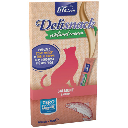 LIFEPETCARE LIFE GATTO SNACK DELISNACK SALMONE 6PZ 15GR