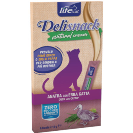 LIFEPETCARE LIFE GATTO SNACK DELISNACK ANATRA ERBA GATTA 6PZ 15GR