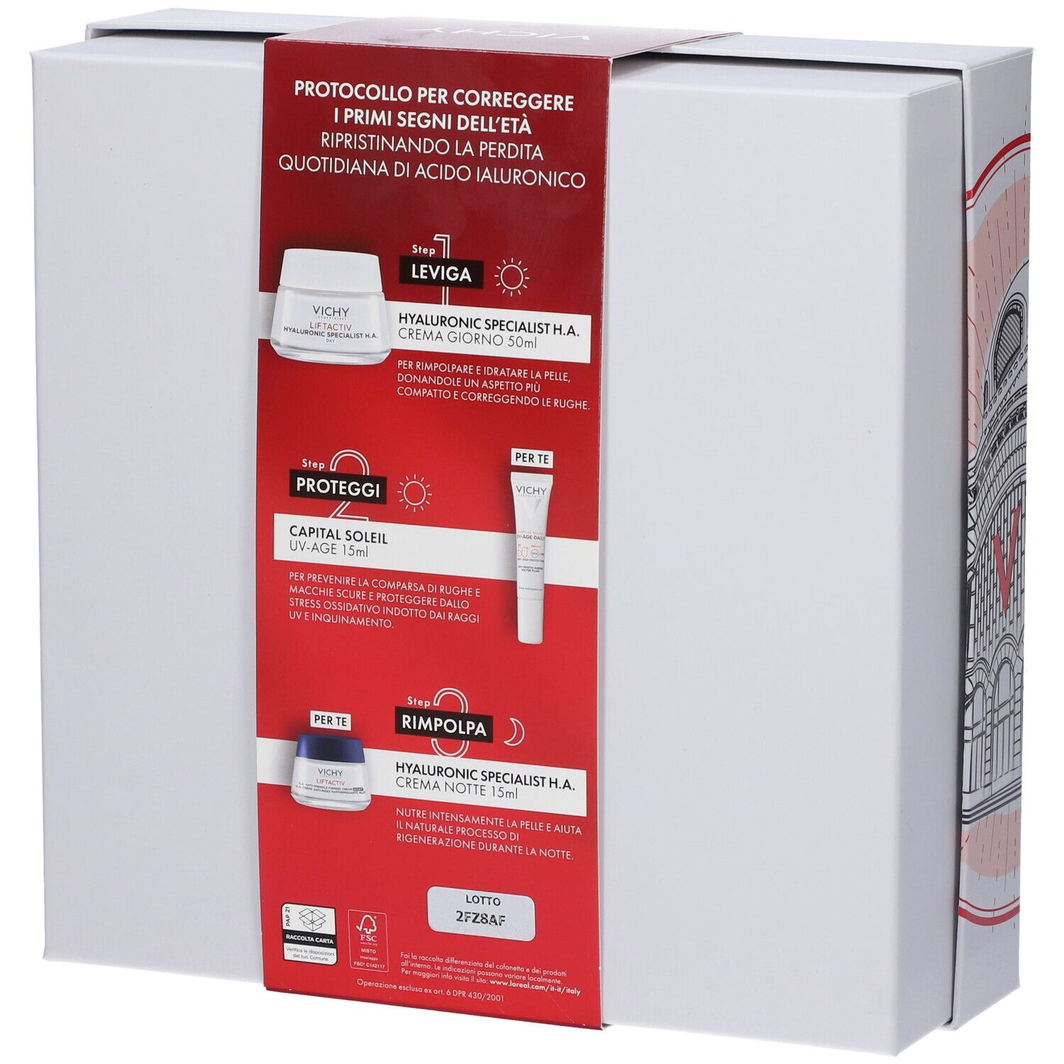 Vichy Cofanetto Spa Protocollo Antirughe Liftactiv HA Crema PNM 50ml + UVAGE 15ml + Crema Notte 15ml