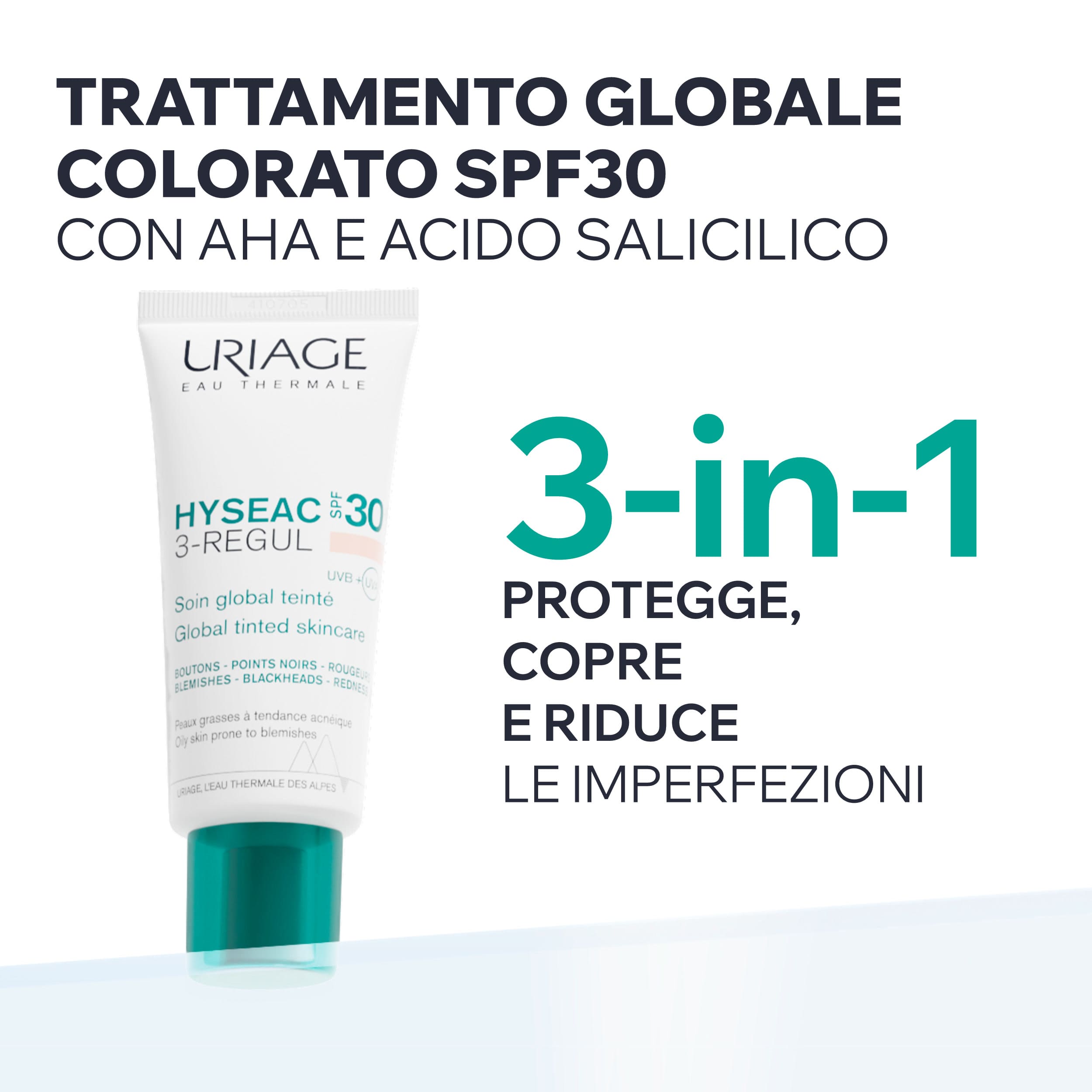 Uriage - Hyséac 3-Regul SPF30 - Trattamento Globale Anti-Imperfezioni Colorato Viso 40 ml
