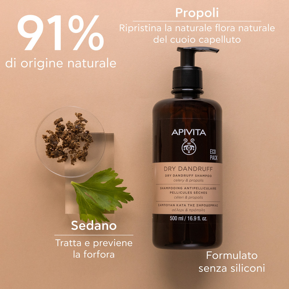 Apivita Dry Dandruff - Shampoo Antiforfora Per Cuoio Capelluto Secco 500 ml