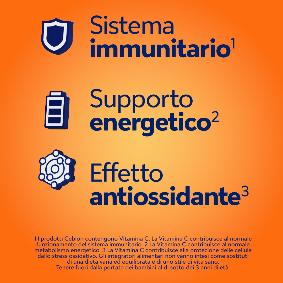 Cebion Effervescente Arancia - Integratore di Vitamina C - 10 Compresse