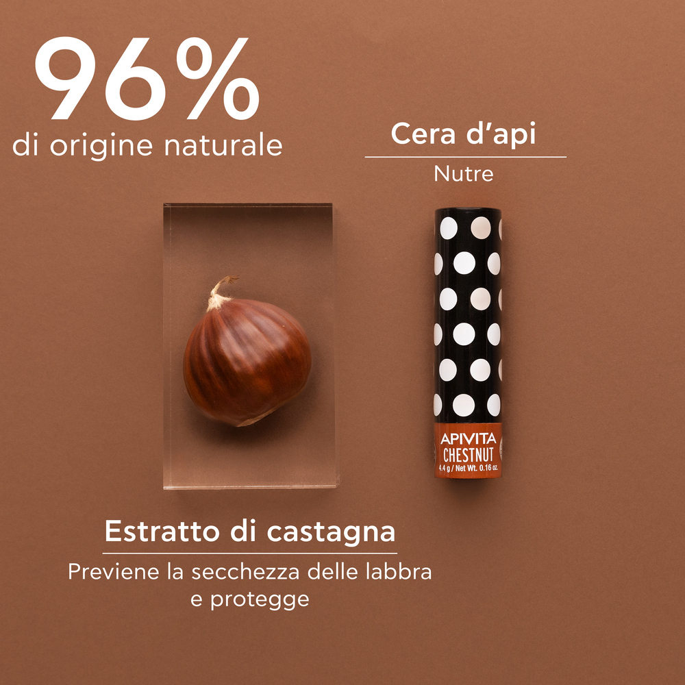 Apivita - Balsamo Labbra Alla Castagna 4,4 g - Colore Cioccolato