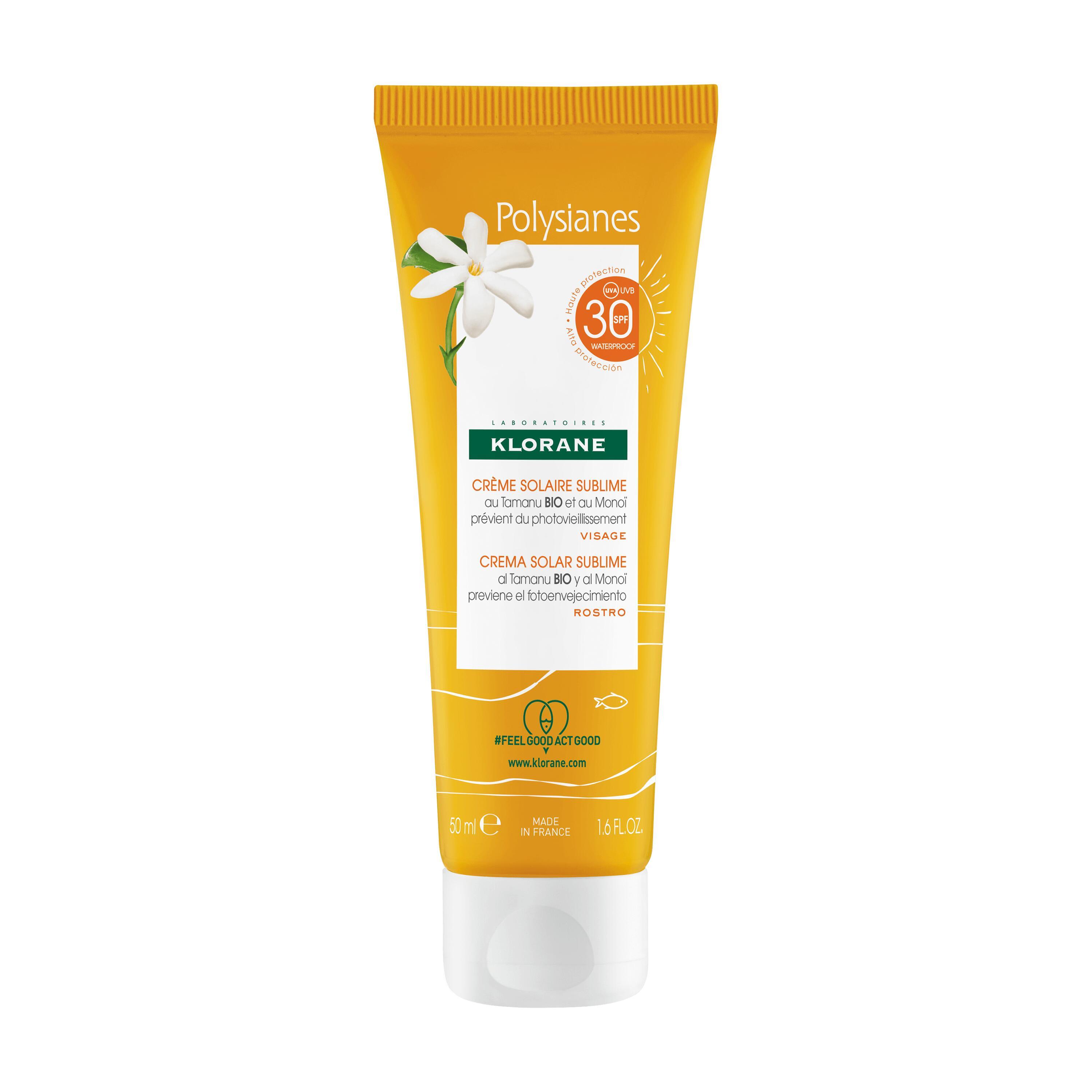 Klorane - Crema Solare Sublime SPF30 Al Tamanu Bio E Monoï Viso 50 ml