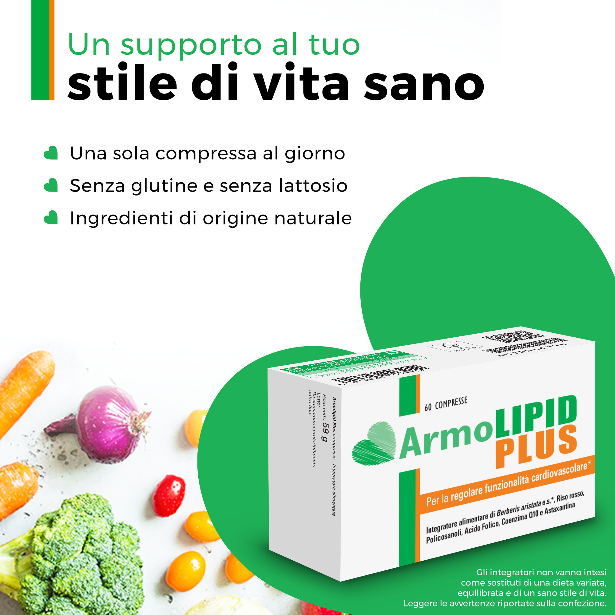 MEDA PHARMA - Armolipid Plus 60 Compresse - Integratore Per Il Colesterolo - Confezione Italiana Originale 