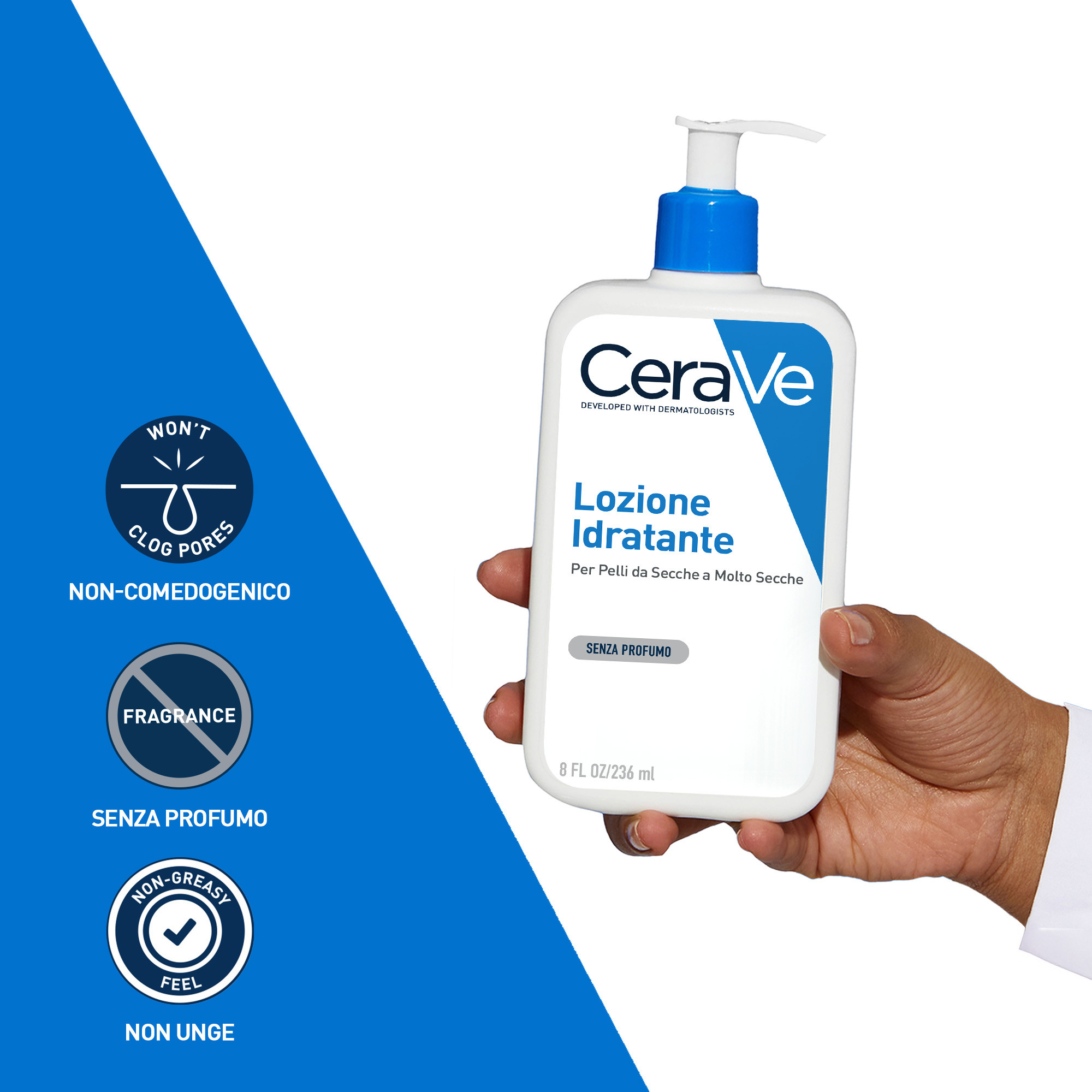 CeraVe Refill Lozione Idratante Corpo Per pelli da normali a secche per il corpo e il viso, 236 ml