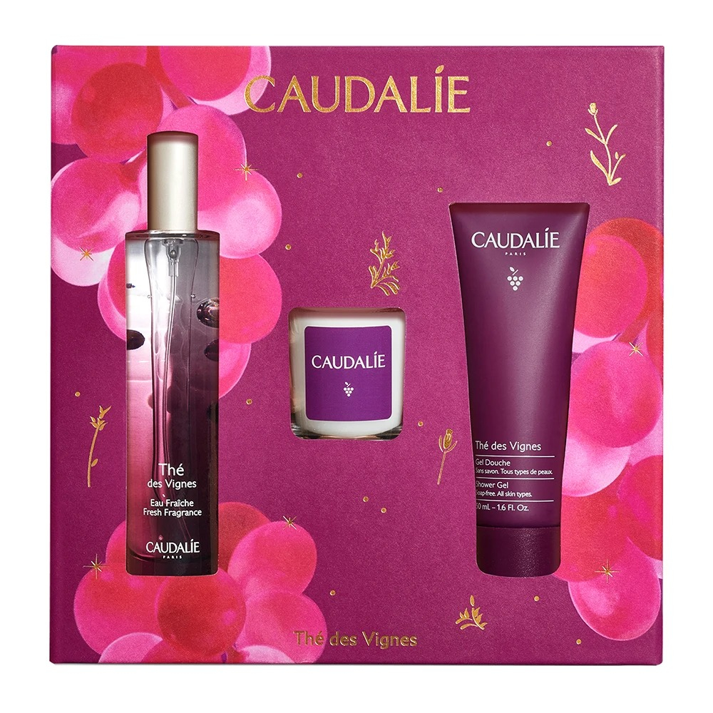 Caudalie Thé des Vignes Cofanetto Acqua Profumata 50ml + Gel Doccia 50ml + Candela Profumata 35g