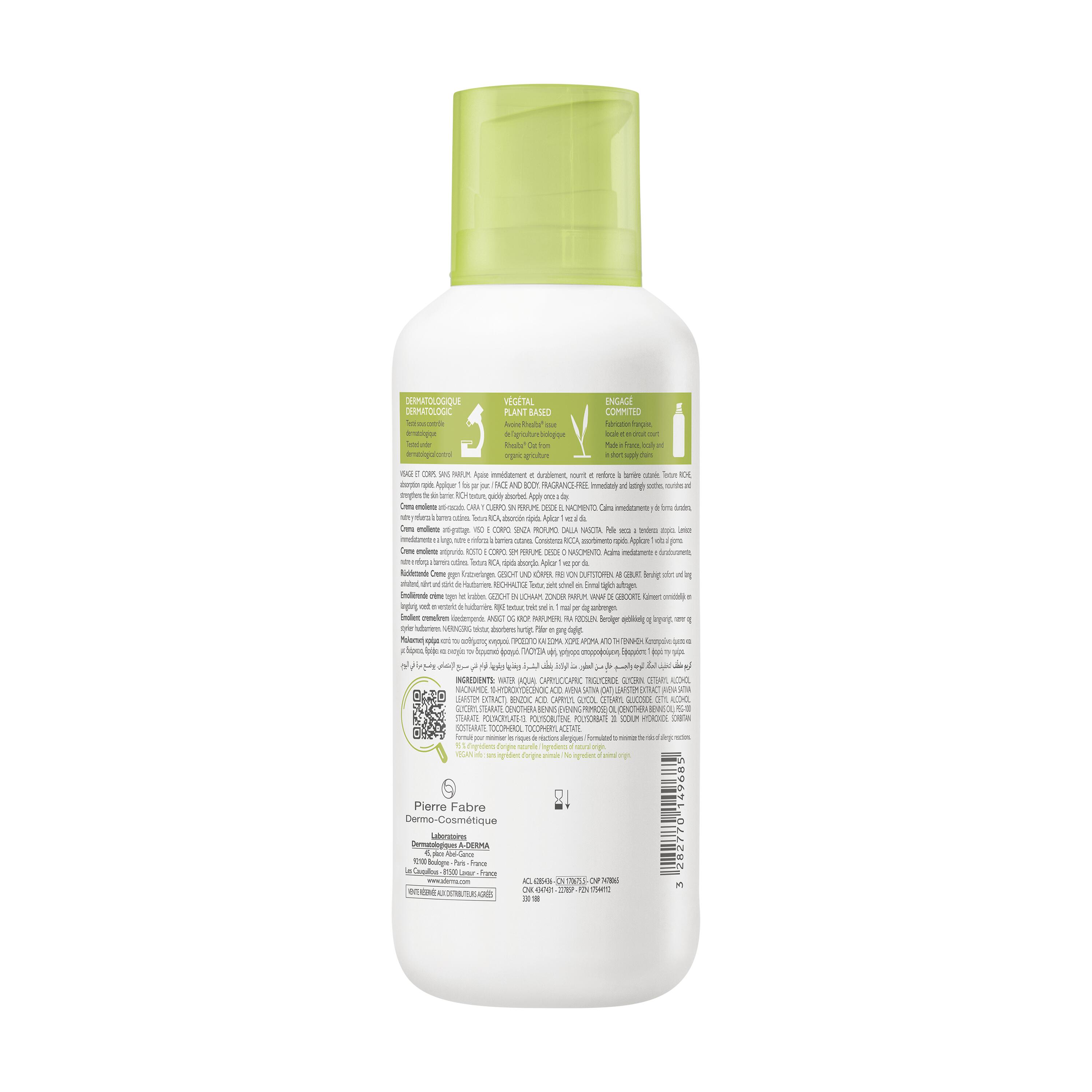 A-Derma Exomega Control - Crema Emolliente  Anti-Grattage Per Pelle Secca A Tendenza Atopica 400 ml 