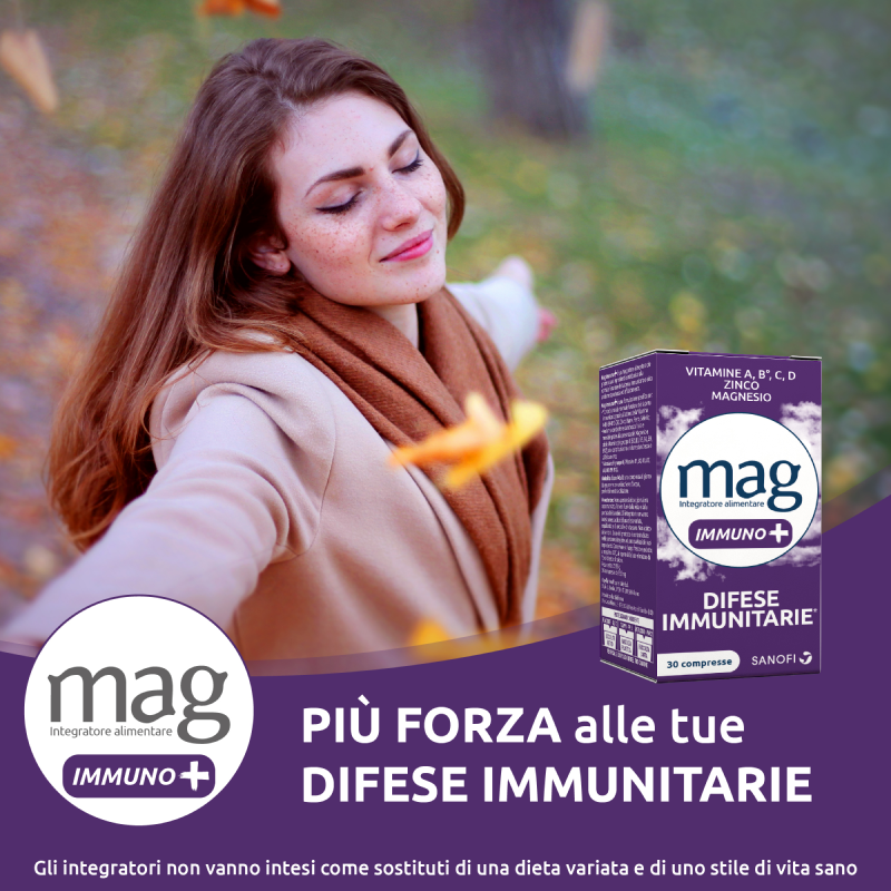 Mag Immuno+ Difese Immunitarie , Integratore Alimentare con Vitamine e Minerali per Supportare le Difese Immunitarie, con Magnesio Contro Stanchezza e Affaticamento Mag Immuno+ Difese Immunitarie , Integratore Alimentare con Vitamine e Minerali per Supportare le Difese Immunitarie, con Magnesio Contro Stanchezza e Affaticamento