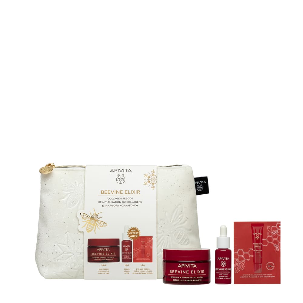 Apivita Beevine Elixir Cofanetto Regalo - Crema Ricca Anti-Rughe 50 ml + Siero Antirughe 10 ml + Crema Anti-Rughe Occhi E Labbra 1,5 ml