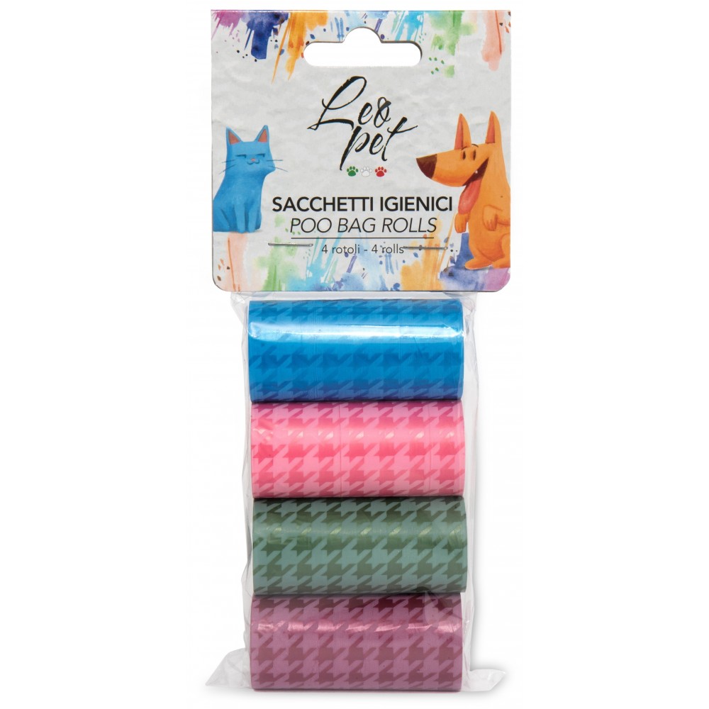LEOPET SACCHETTI IGIENICI COLORI ASSORTITI ROTOLI 4x20PZ