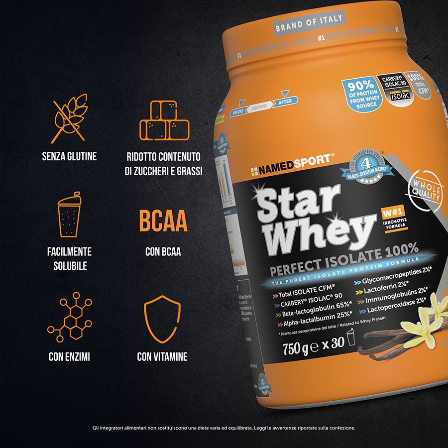 Named Sport - Star Whey Isolate Gusto Vanilla 750 g - Proteine Del Siero Del Latte In Polvere