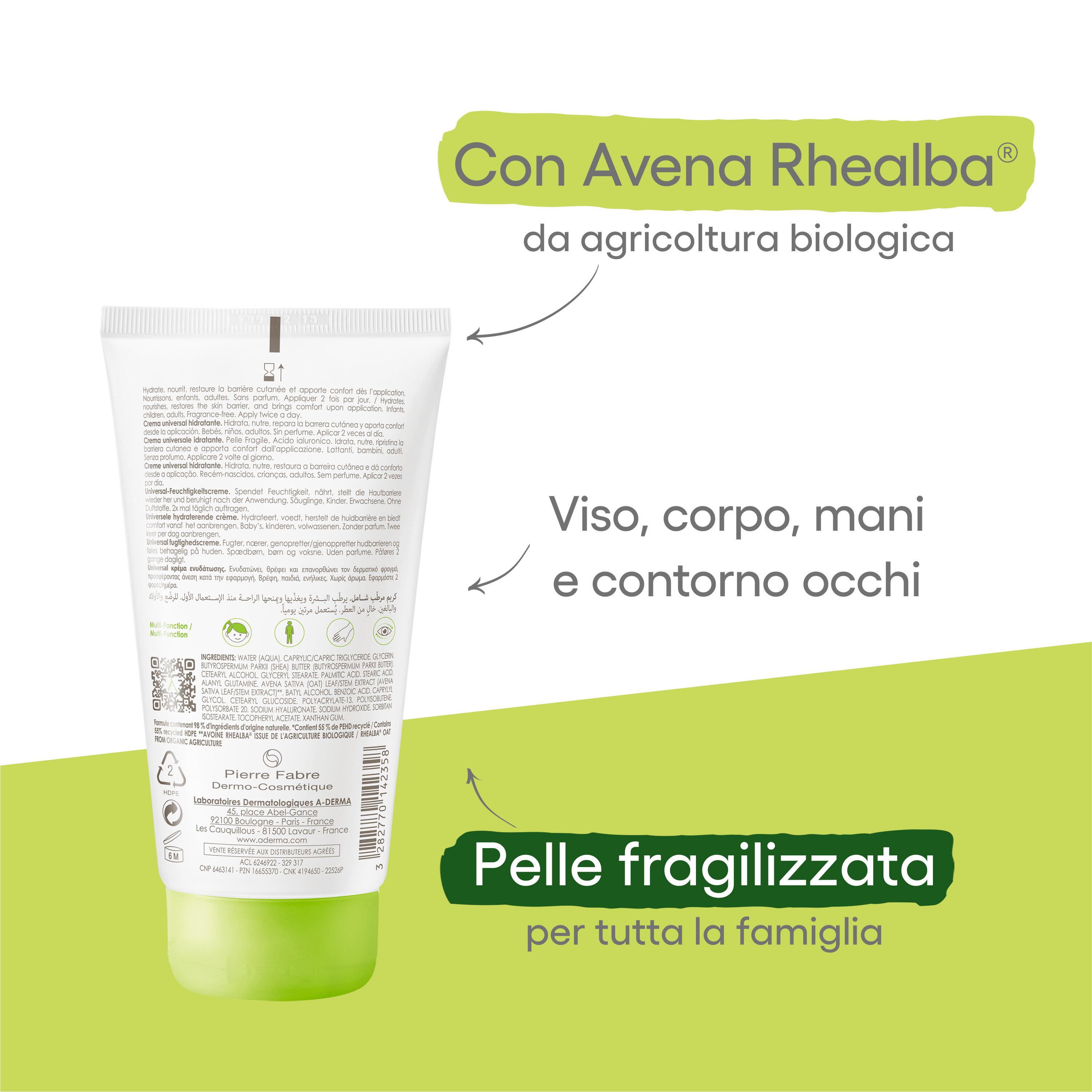 A-Derma Les Indispensables - Crema Universale Idratante Viso E Corpo Per Pelle Secca E Fragile 150 ml